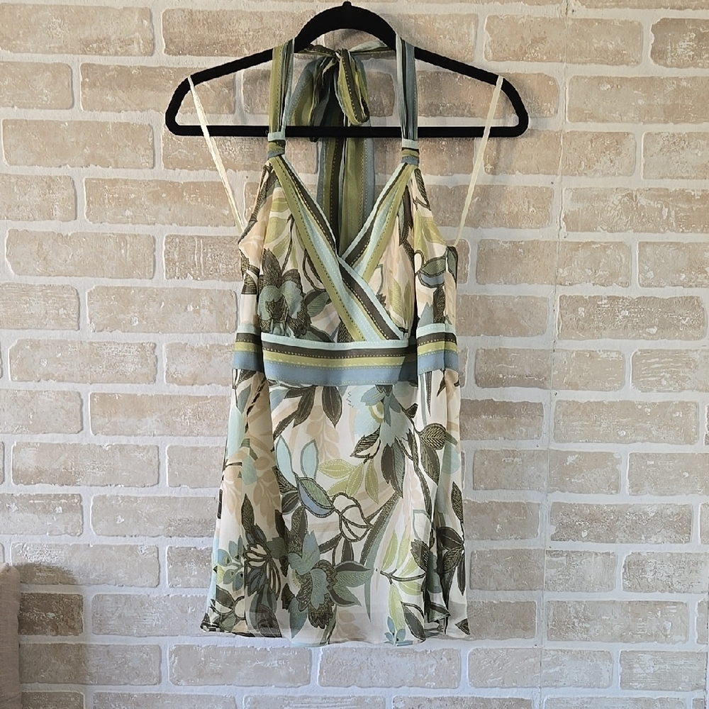 Ann Taylor Green Asymmetrical Tank Top